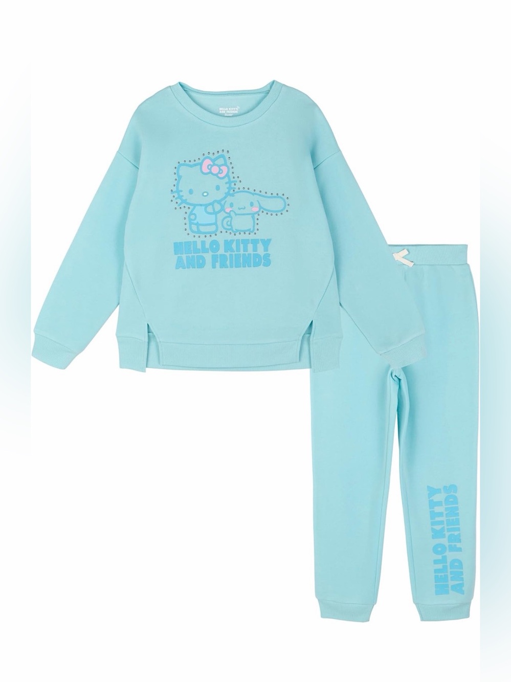 Hello Kitty Girls Fleece Drop Shoulder Pullover Sweatshirt and Jogger 10/12